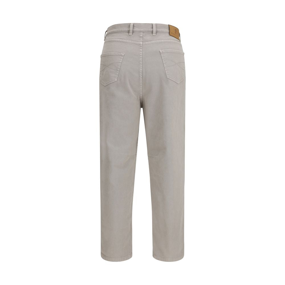 Indulge in the luxurious Brunello Cucinelli Brown Cotton Casual Pants, crafted from a premium cotton blend for effortless elegance and timeless versatility.