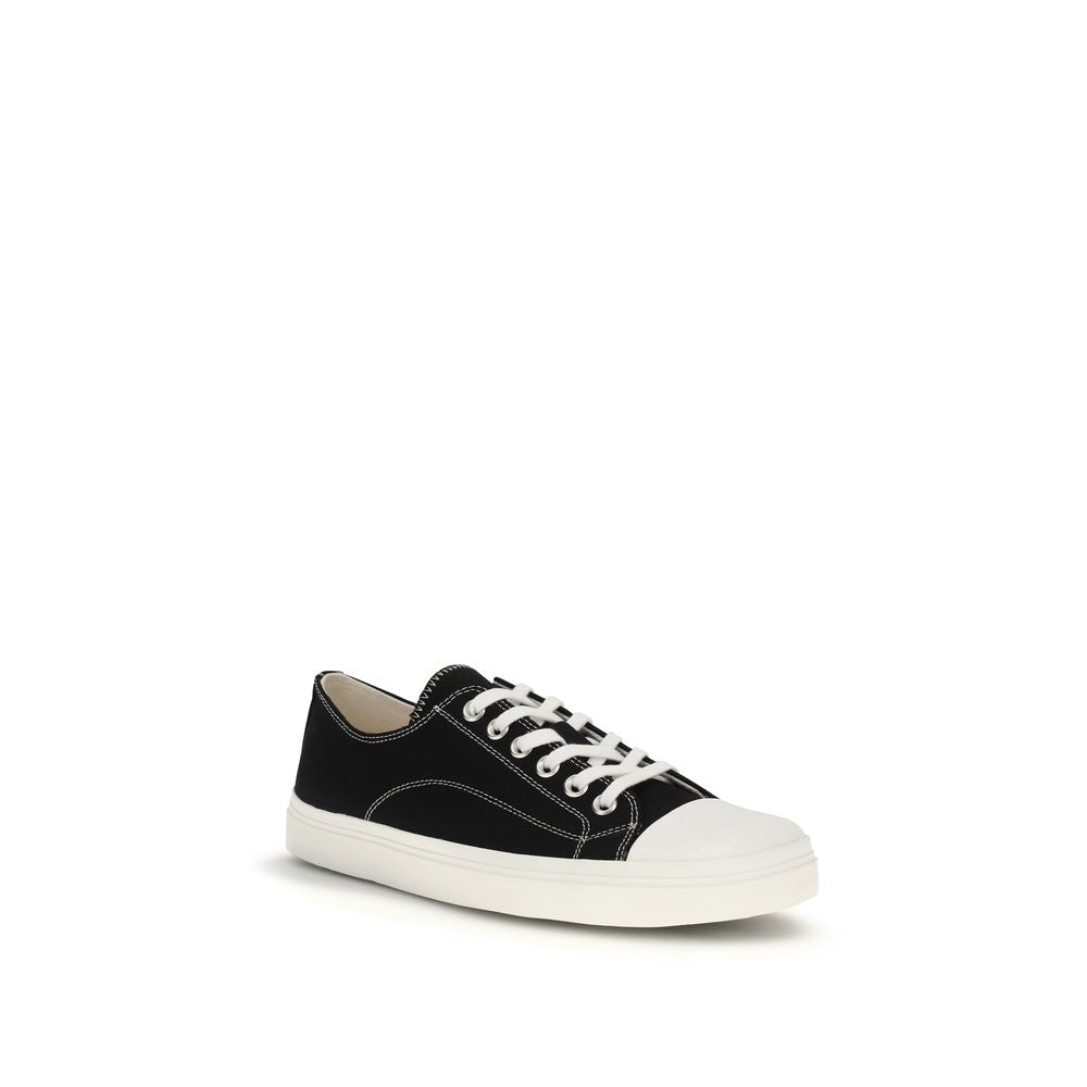 Elevate your style with Moschino Black Cotton Low Top Sneakers, where exquisite craftsmanship meets modern elegance for a sophisticated lifestyle.