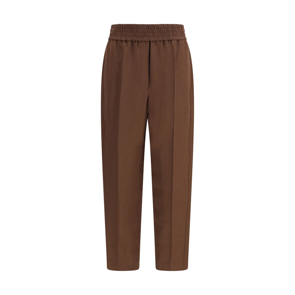 Brunello Cucinelli Brown Viscose Casual Pants - Artisanal Luxury