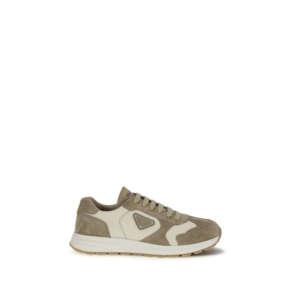 Prada Beige Calf Leather Bos Taurus Sneakers - Luxury Footwear
