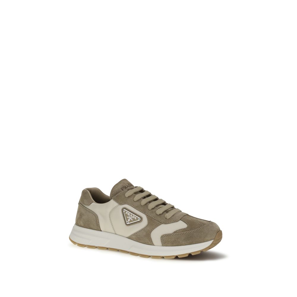Prada Beige Calf Leather Bos Taurus Sneakers - Luxury Footwear