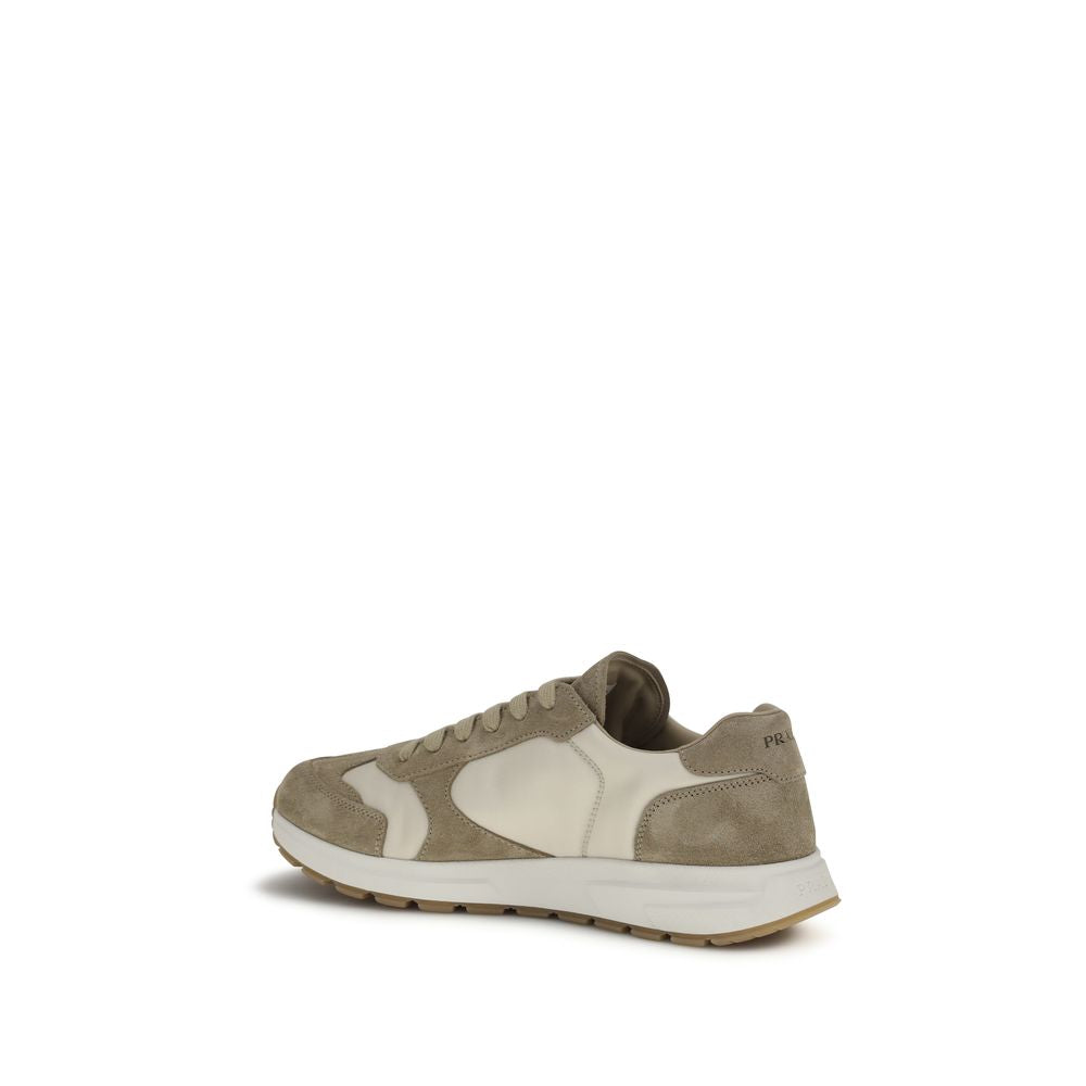 Prada Beige Calf Leather Bos Taurus Sneakers - Luxury Footwear