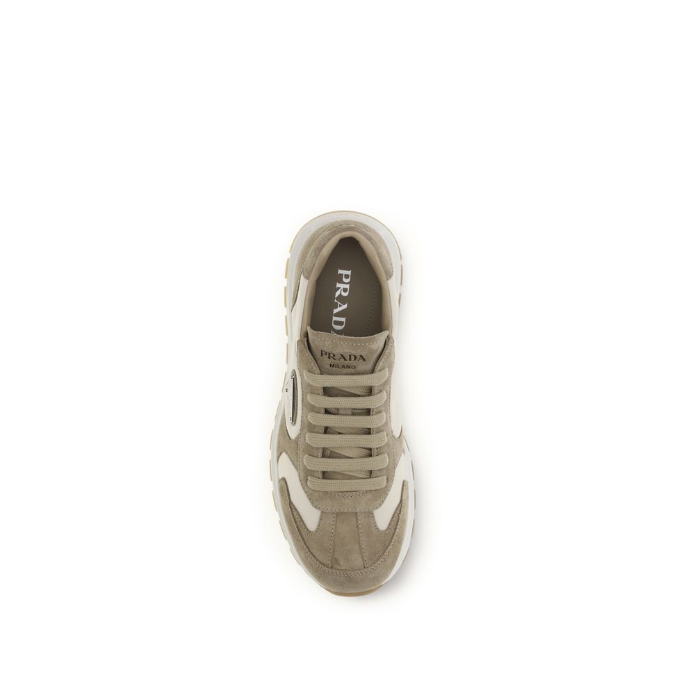 Prada Beige Calf Leather Bos Taurus Sneakers - Luxury Footwear