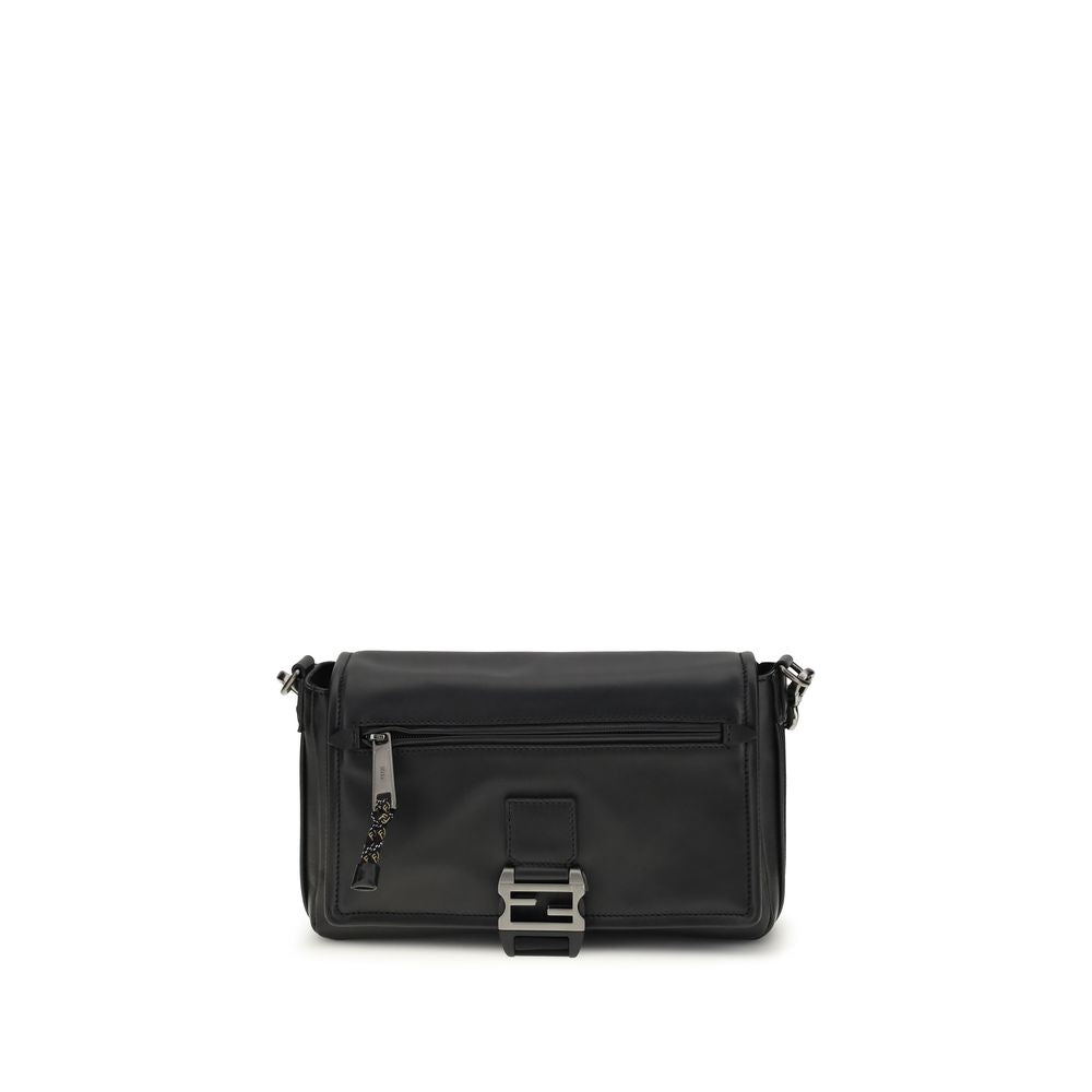 Fendi Black Calf Leather Bos Taurus Shoulder Bag - Timeless Luxury