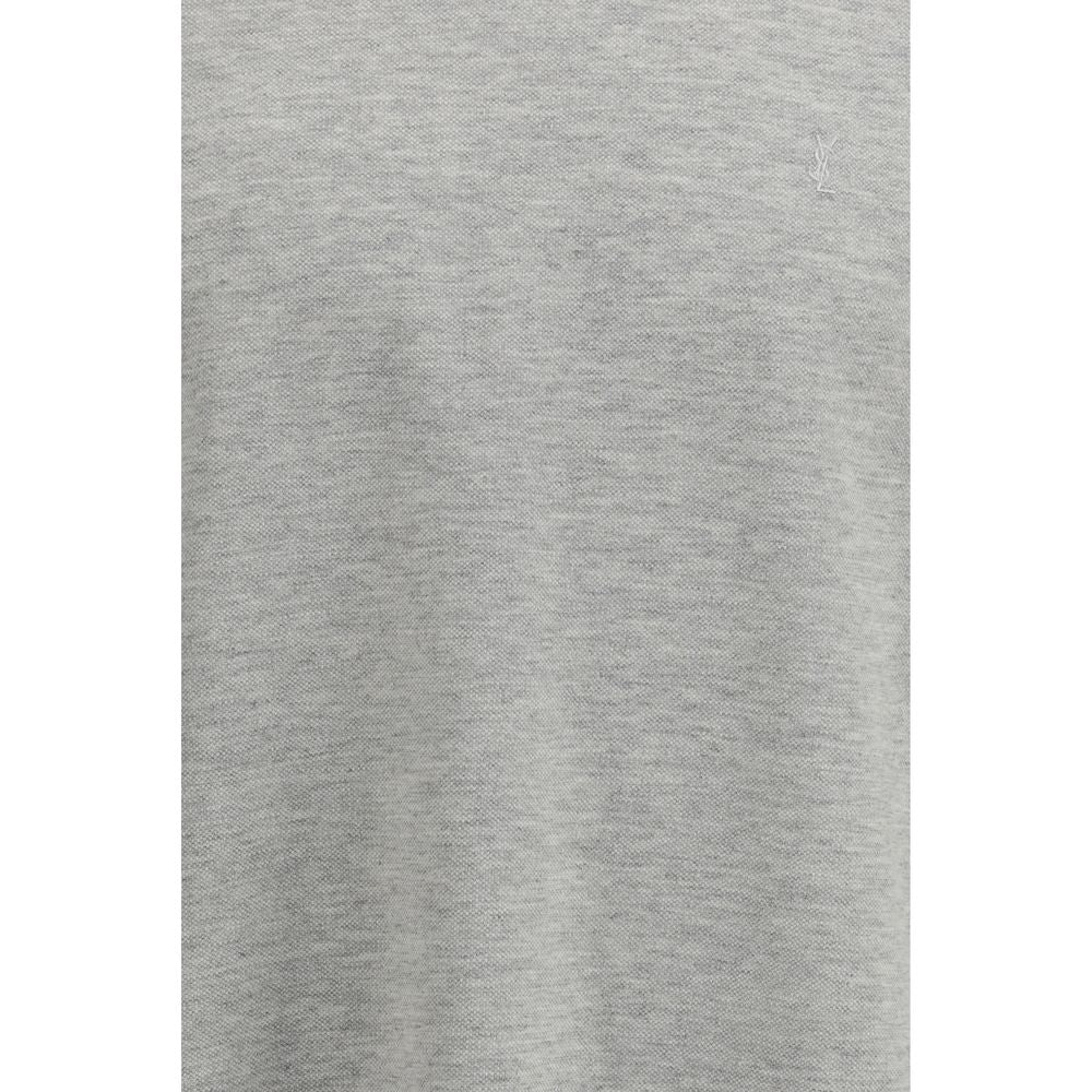 Elevate your wardrobe with the Saint Laurent Gray Cotton T-Shirt from the SS26 collection, featuring luxurious piqué fabric and tonal embroidery for timeless sophistication.