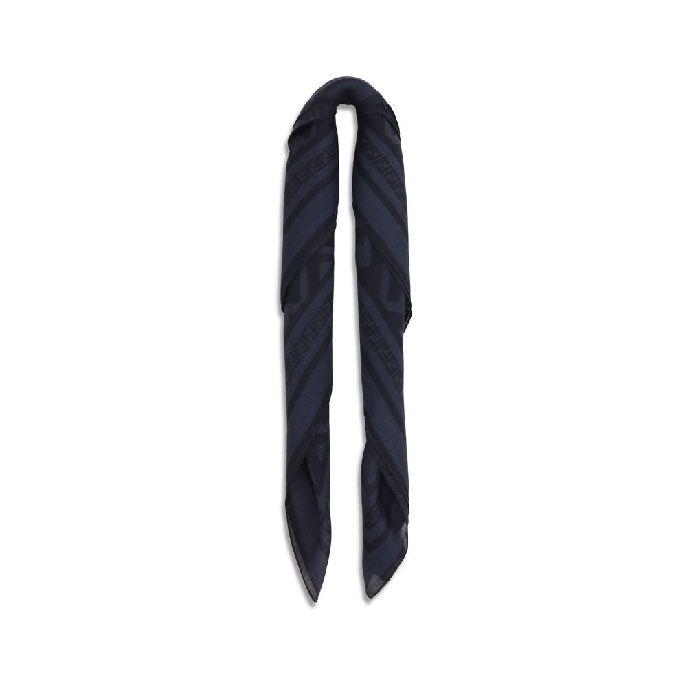 Fendi Blue Fleece Wool Scarf - Timeless Luxury Accessory