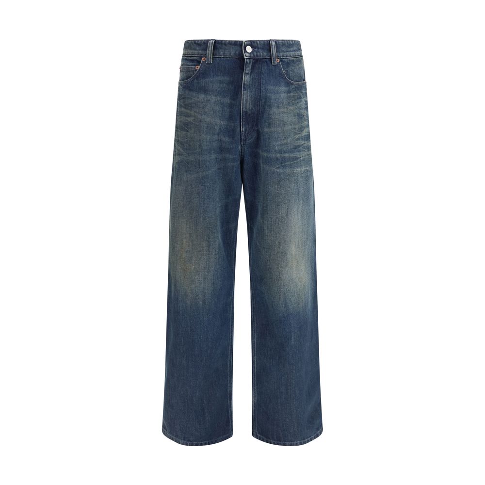 MM6 Blue Cotton Relaxed Fit Jeans - Luxury Five-Pocket Couture