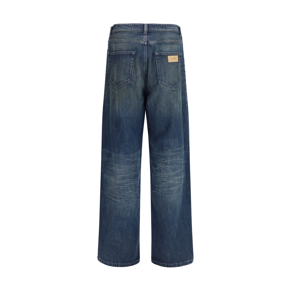 MM6 Blue Cotton Relaxed Fit Jeans - Luxury Five-Pocket Couture
