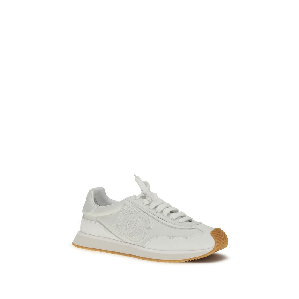 Dolce & Gabbana White Calf Leather Sneakers - Luxury Athletic Elegance