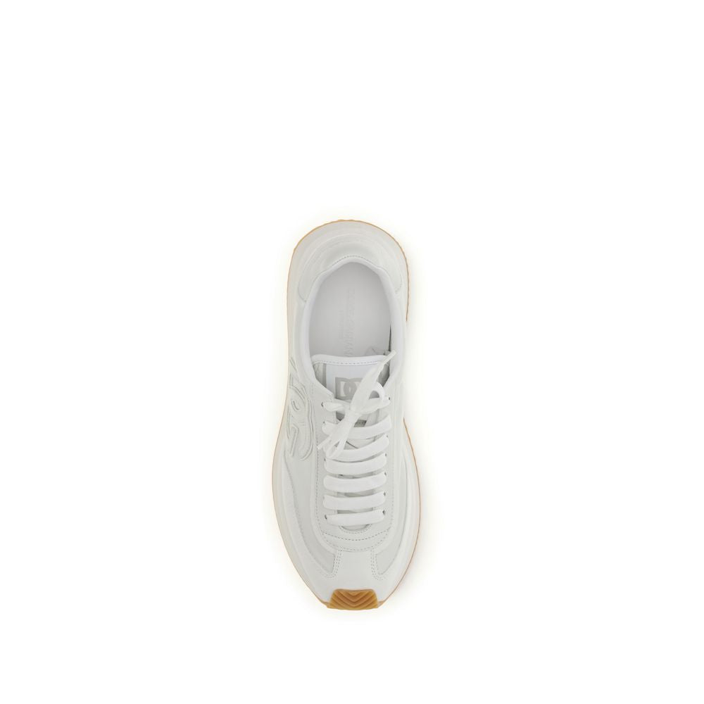 Dolce & Gabbana White Calf Leather Sneakers - Luxury Athletic Elegance