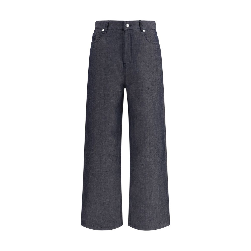 Discover Fendi Blue Linen Relaxed Fit Jeans, a blend of linen, silk, and cotton that epitomizes effortless elegance and artisanal luxury for the discerning individual.
