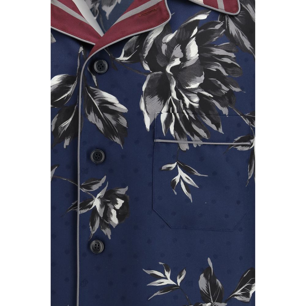 Dolce & Gabbana Blue Silk Pattern Shirt