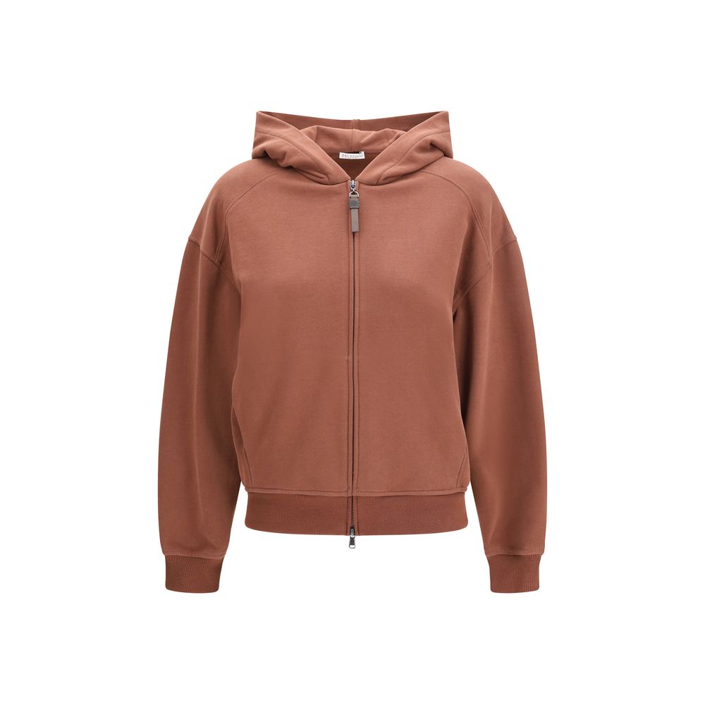 Elevate your wardrobe with the Brunello Cucinelli Brown Cotton Sweatshirt, crafted from smooth cotton fleece, embodying timeless luxury and exquisite craftsmanship for the discerning individual.