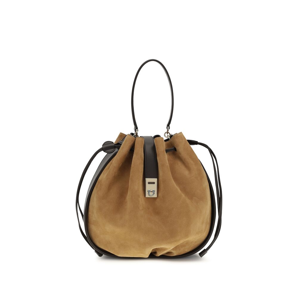 Ferragamo Brown Calf Leather Bos Taurus Shoulder Bag - Urban Elegance
