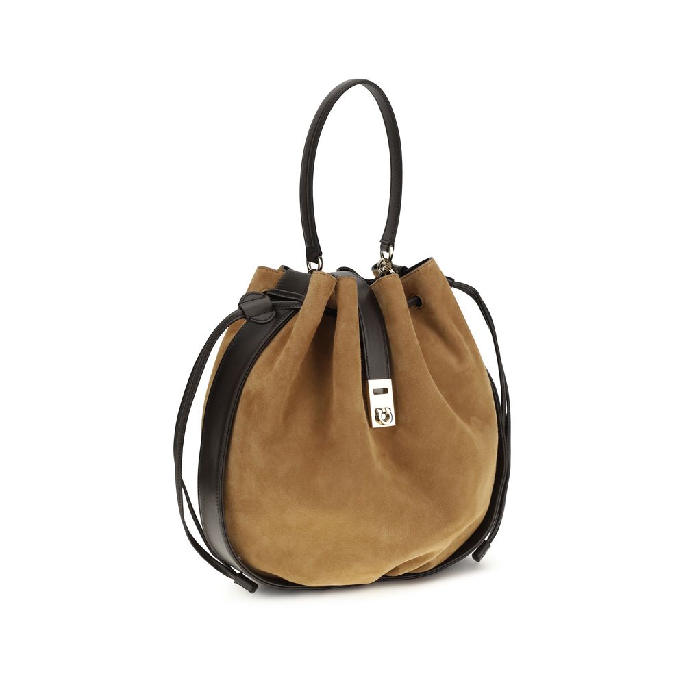 Ferragamo Brown Calf Leather Bos Taurus Shoulder Bag - Luxury