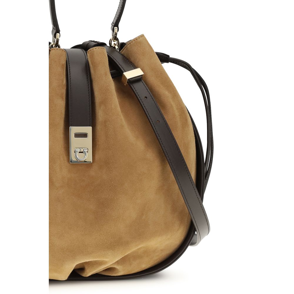 Ferragamo Brown Calf Leather Bos Taurus Shoulder Bag - Luxury