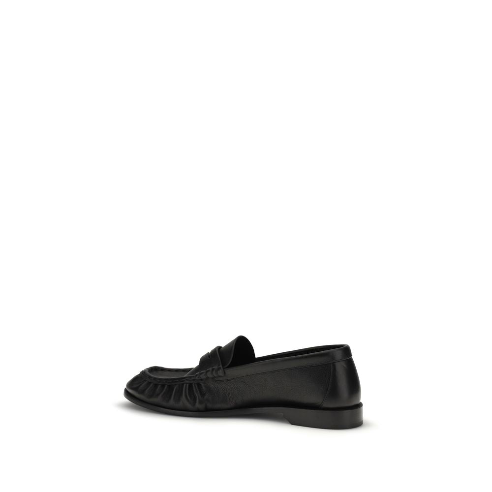 Saint Laurent Black Calf Leather Slip-On Loafers for Elegance