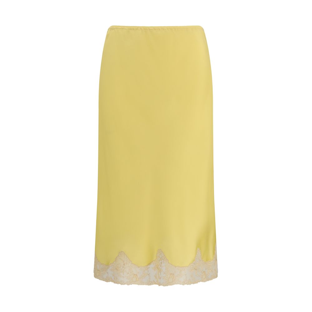 Saint Laurent Bicolor Silk Midi Skirt