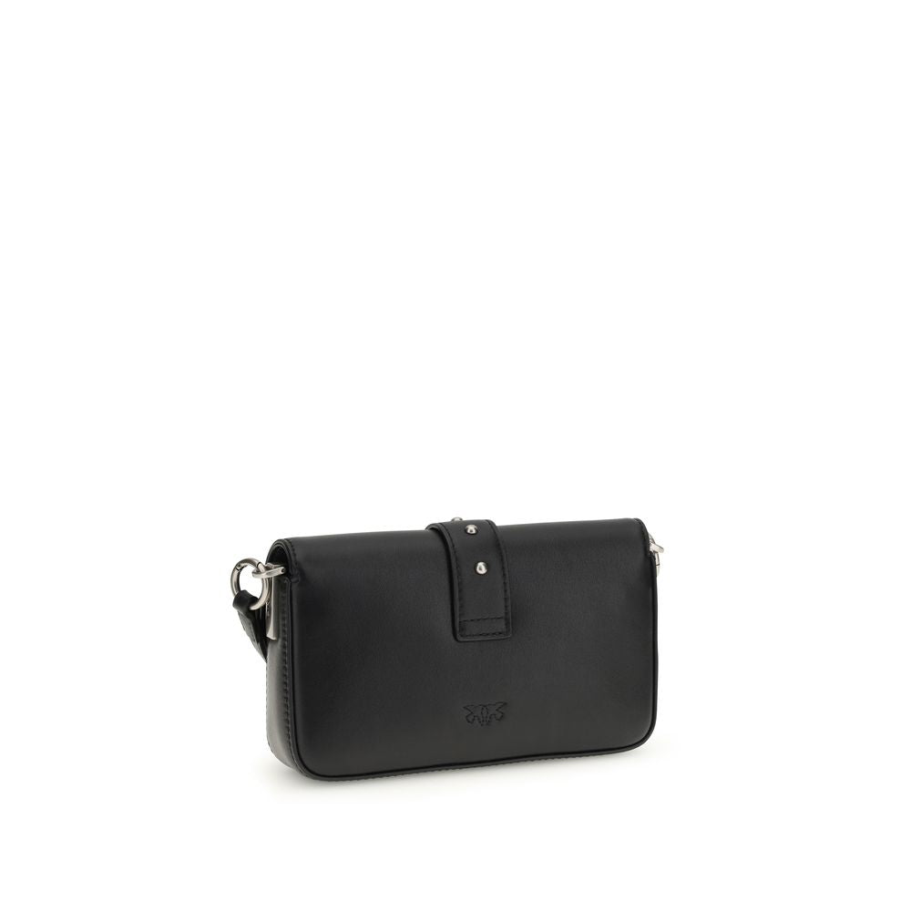 PINKO Black Calf Leather Bos Taurus Shoulder Bag