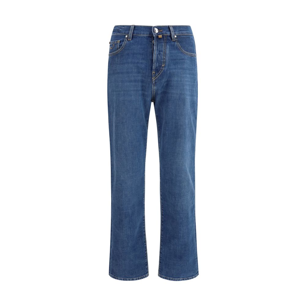 Indulge in the artisanal luxury of Jacob Cohen's Blue Cotton Straight-Leg Jeans, where exquisite craftsmanship meets timeless elegance for the discerning wardrobe.