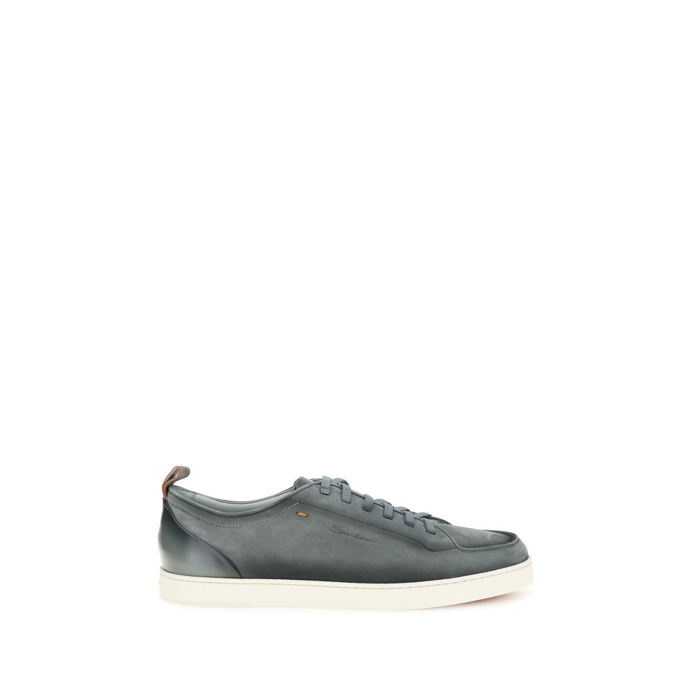 Santoni Gray Calf Leather Low Top Sneakers - Timeless Elegance