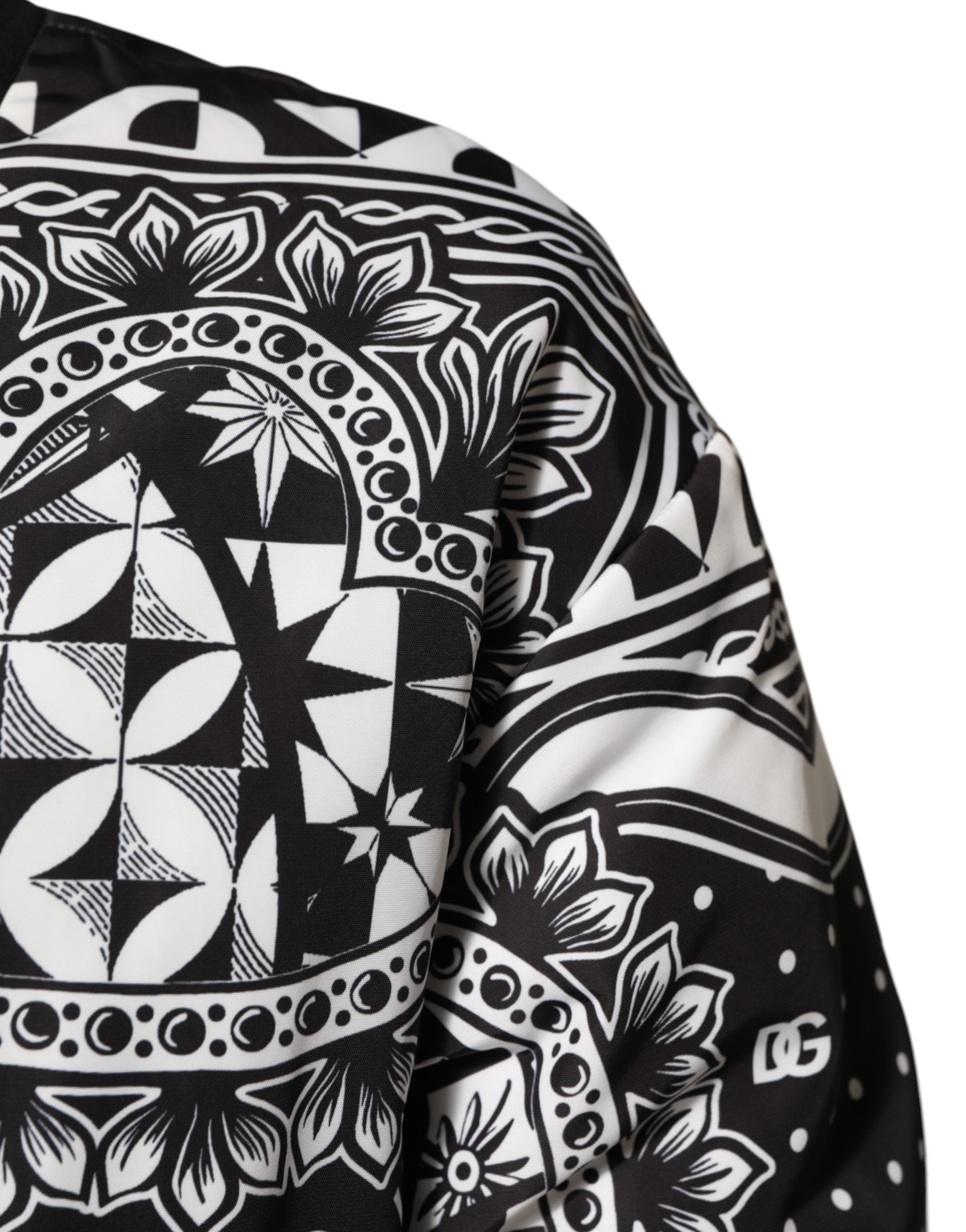 Dolce & Gabbana Black White BandanaPrint Men Bomber Jacket