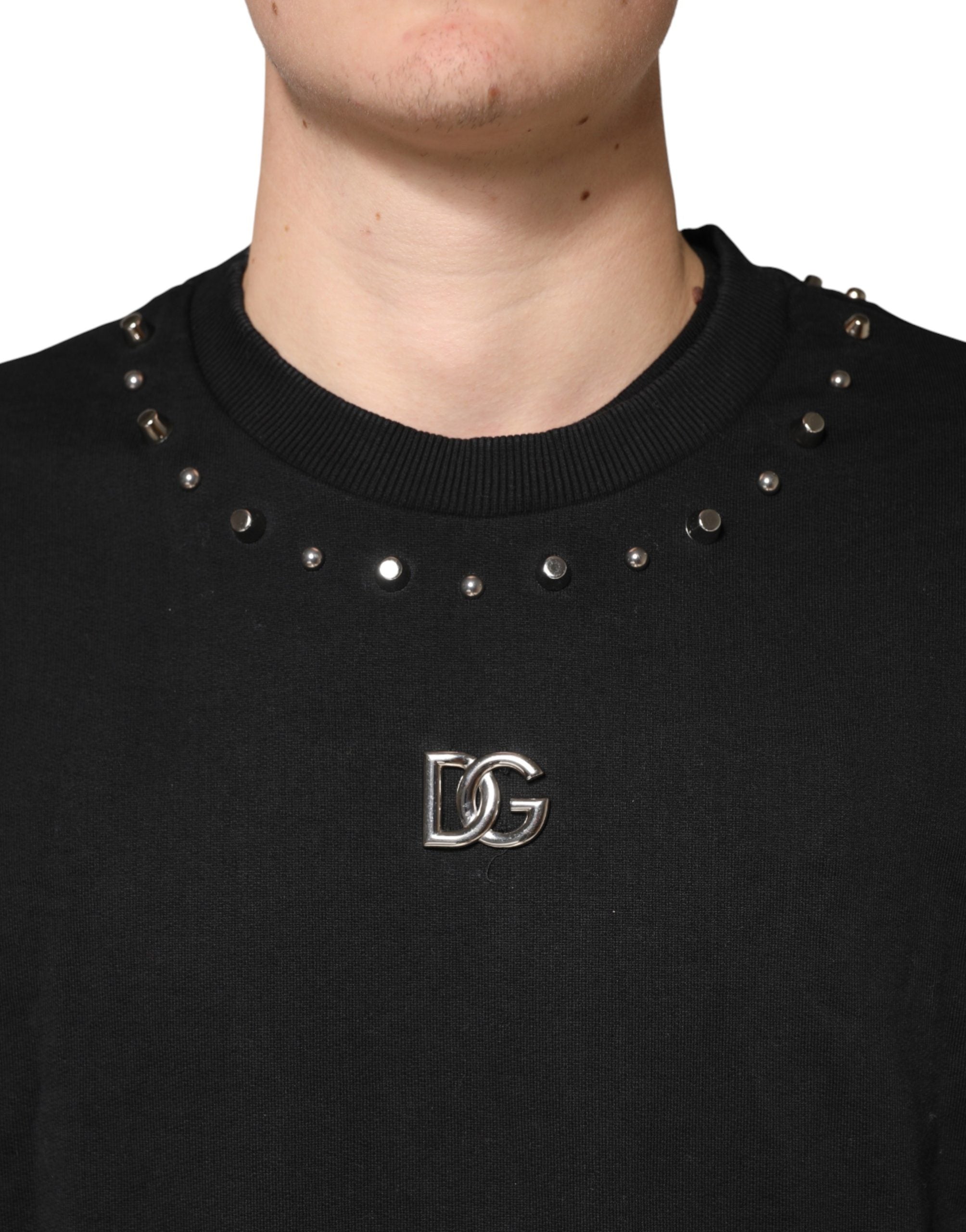 Dolce & Gabbana Black Embellished Cotton Sweatshirt - Luxe Elegance
