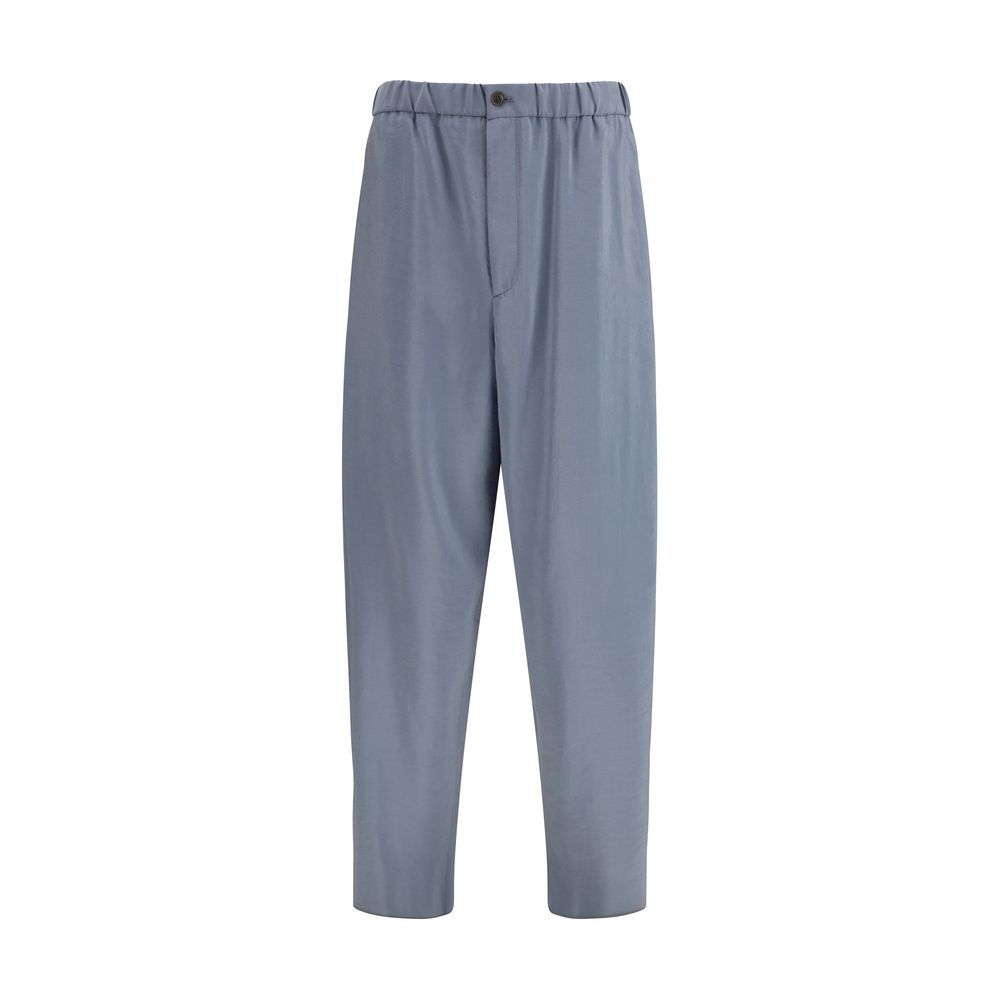 Giorgio Armani Gray Silk Casual Pants - Artisanal Luxury Couture