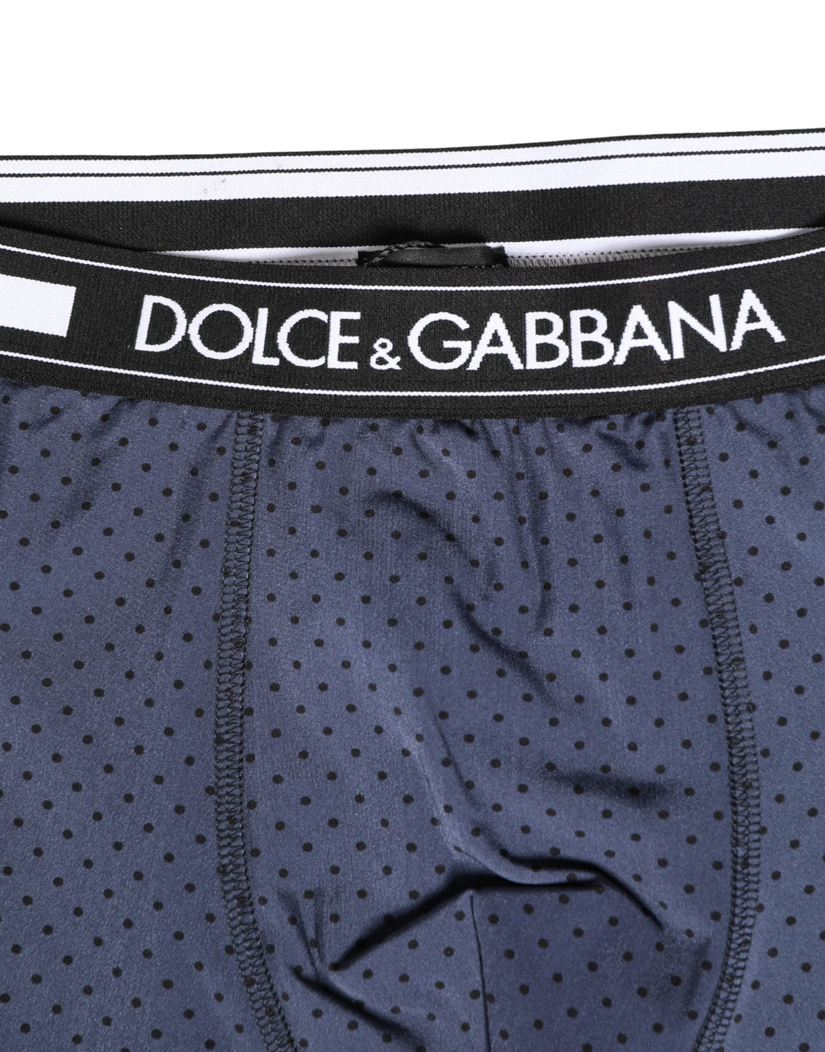 Indulge in the sophistication of Dolce & Gabbana's Dark Blue Polka Dots Men Bike Shorts, crafted from premium nylon for unparalleled comfort and timeless elegance.