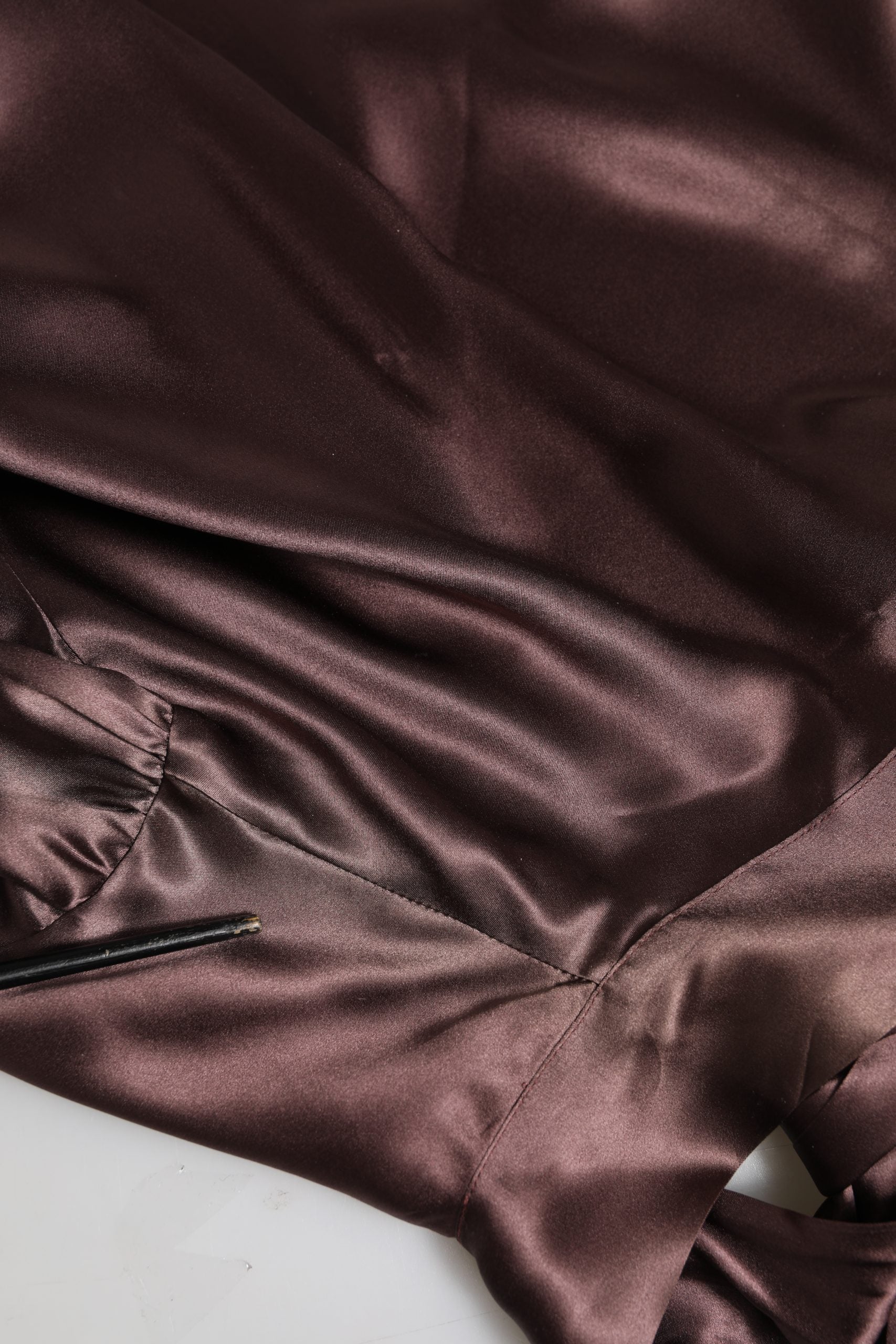 Dolce & Gabbana Violet Satin Long Sleeve Ascot Tie Shirt Top