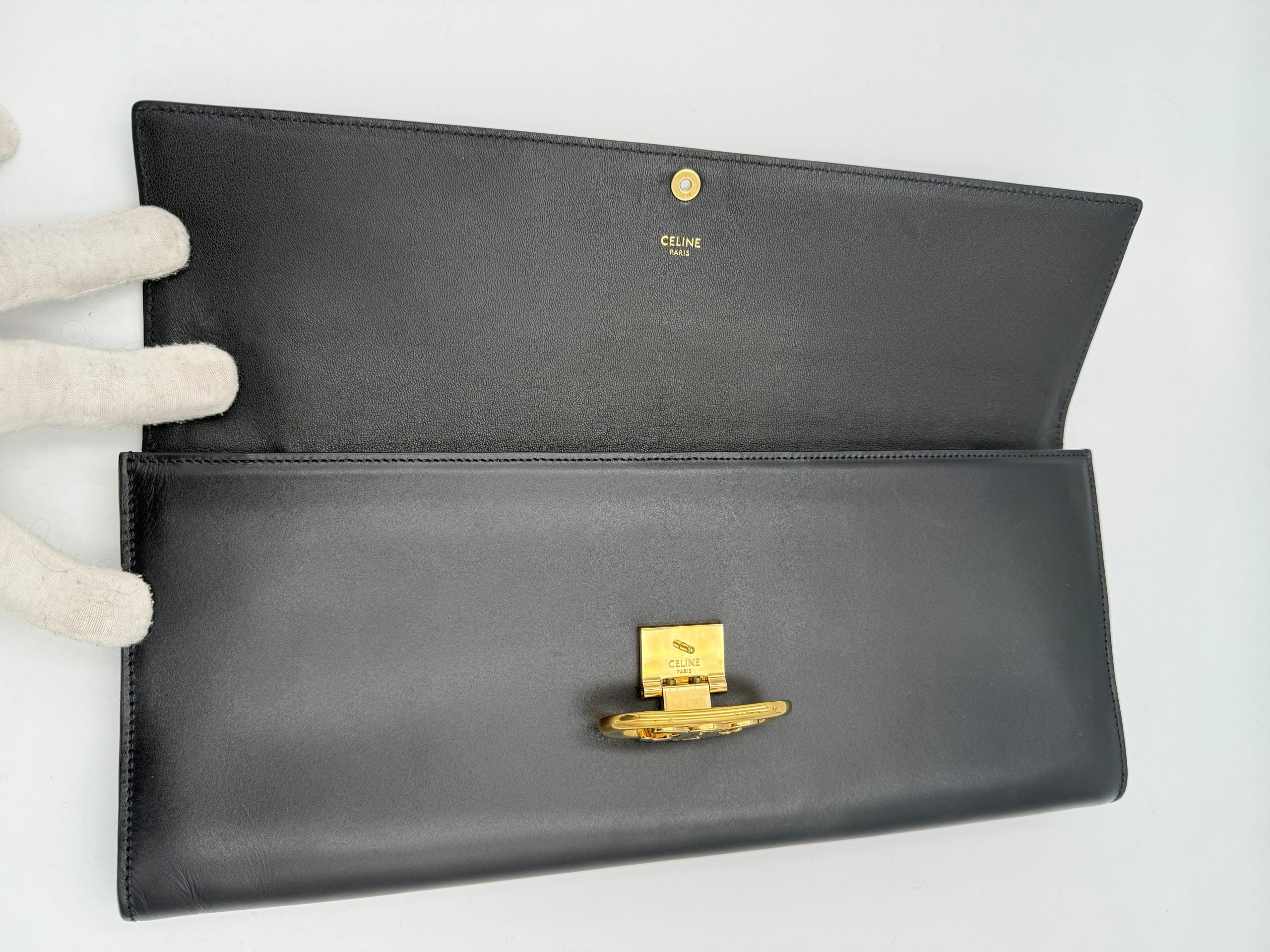 Celine CELINE TRIOMPHE Black Clutch