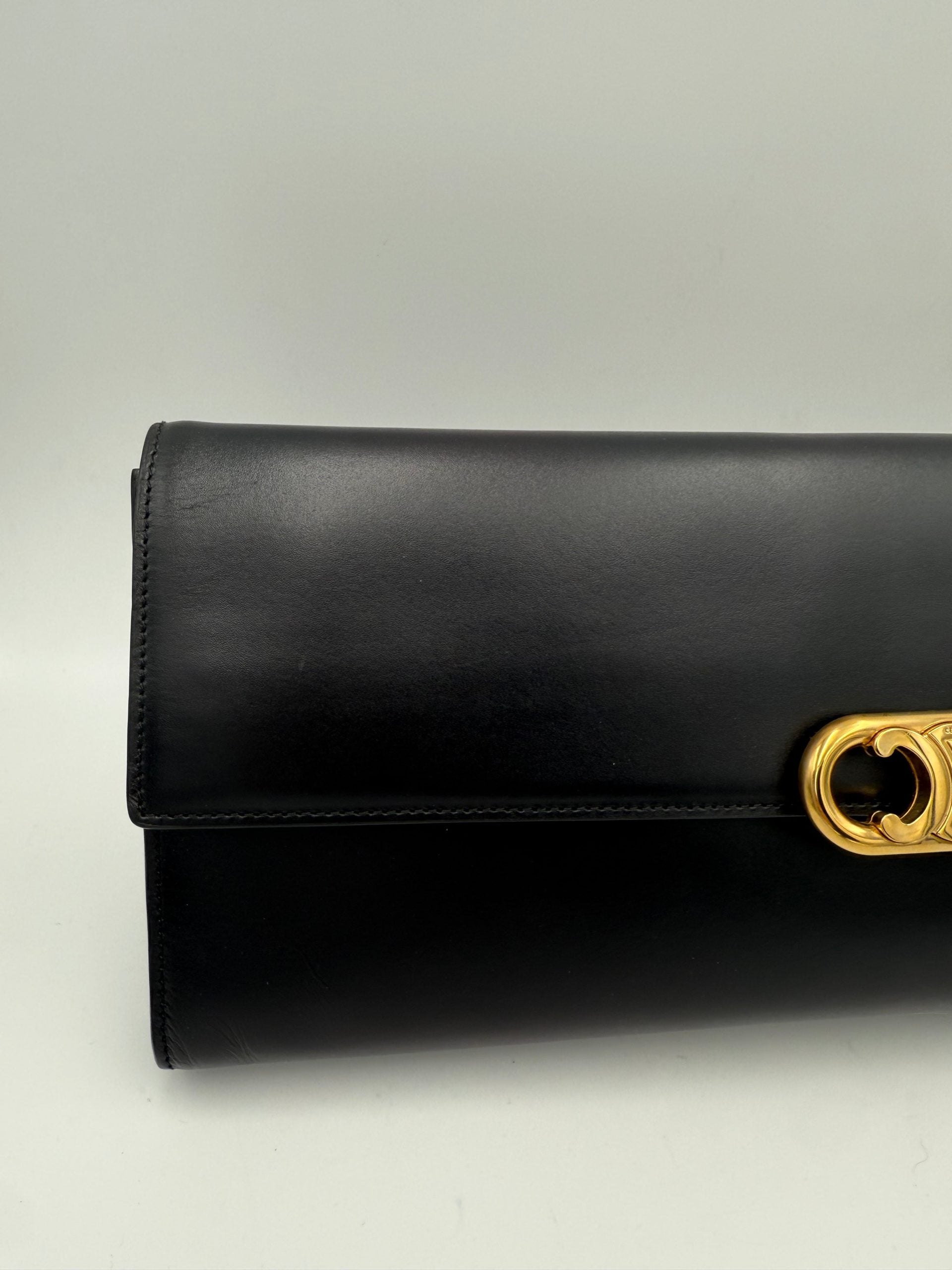 Celine CELINE TRIOMPHE Black Clutch
