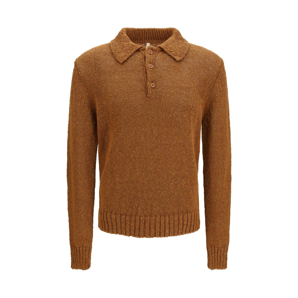 Indulge in the exquisite Sunflower Brown Cotton Polo Shirt, a masterpiece of craftsmanship blending comfort and sophistication for the discerning individual.