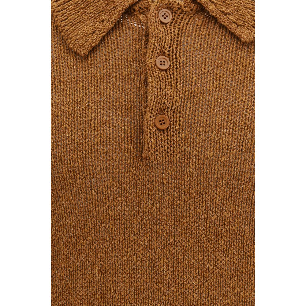 Indulge in the exquisite Sunflower Brown Cotton Polo Shirt, a masterpiece of refined elegance crafted from a luxurious blend, perfect for the discerning individual.