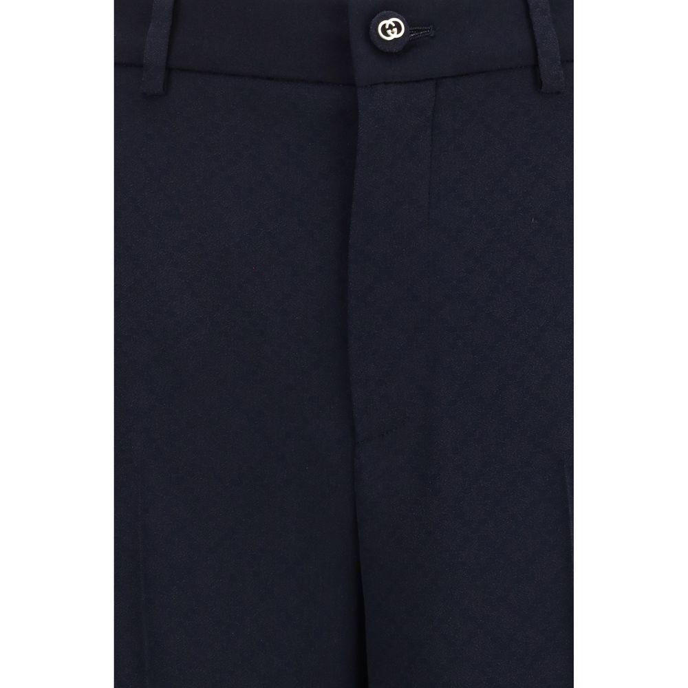 Gucci Blue Viscose Casual Pants – Artisanal Luxury Redefined