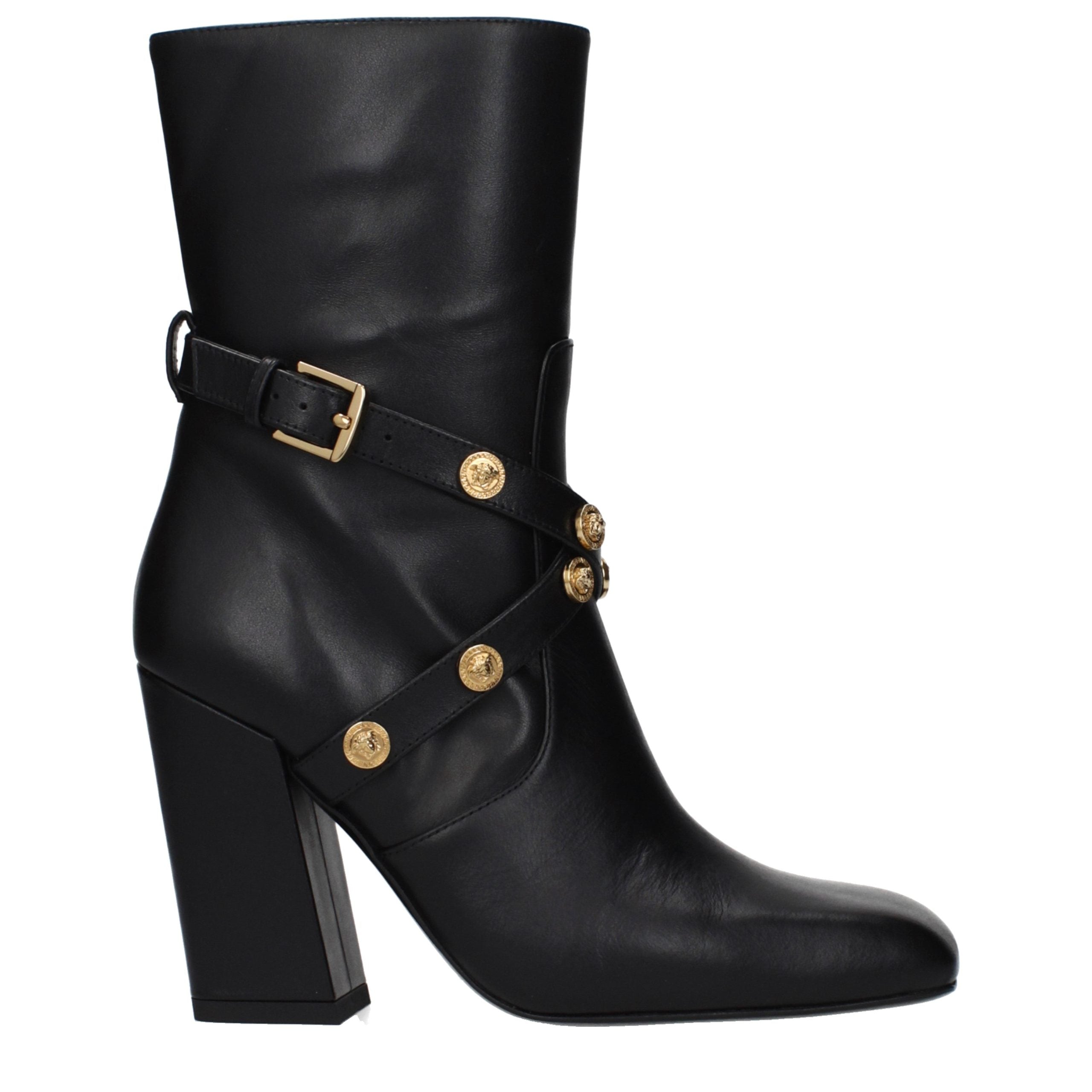 Versace Black Leather Ankle Boots - Timeless Luxury Footwear