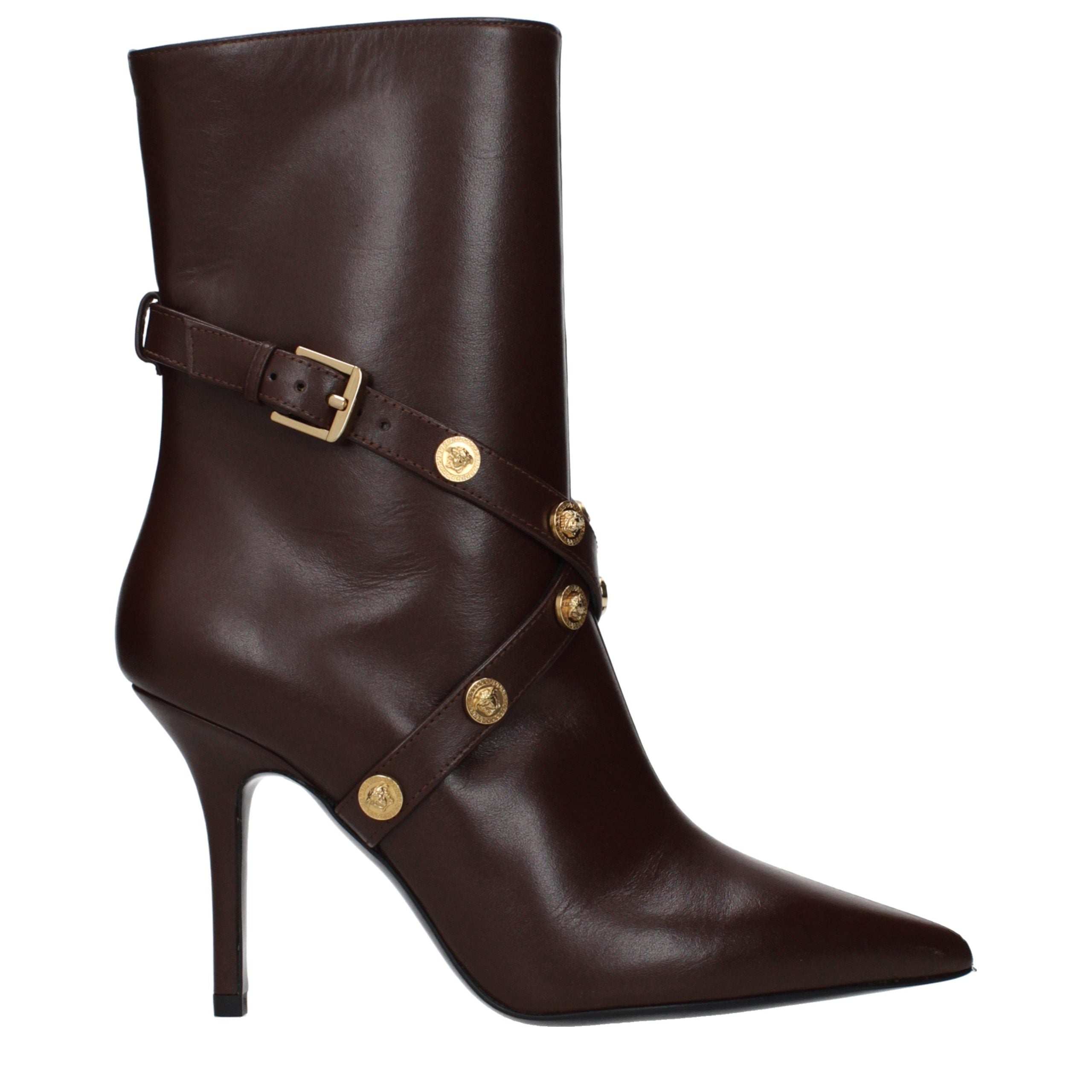 Versace Brown Leather Ankle Boots - Exquisite Luxury Footwear
