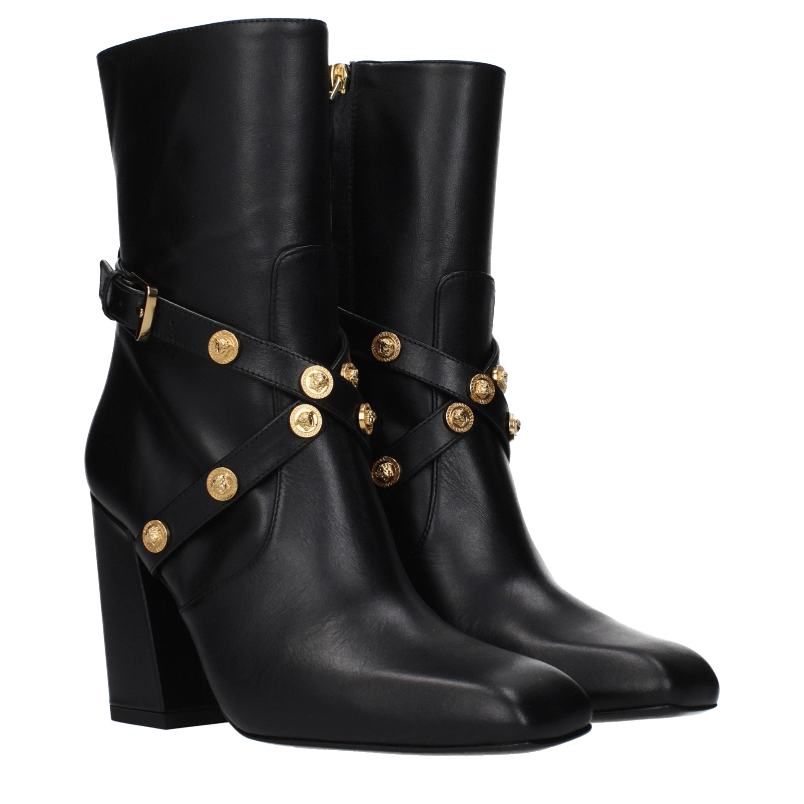 Versace Black Leather Ankle Boots - Timeless Luxury Footwear