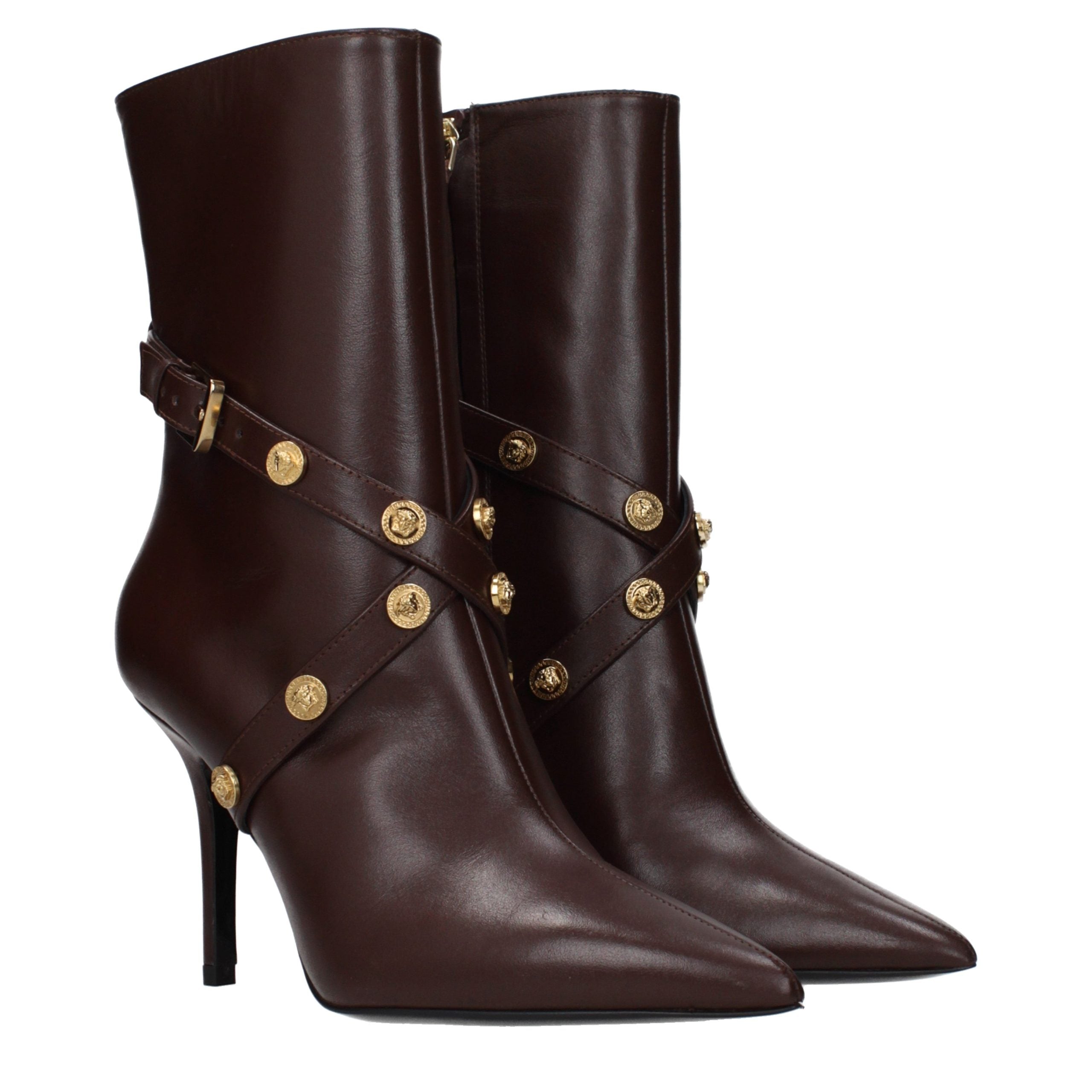 Versace Brown Leather Ankle Boots - Elevate Your Elegance