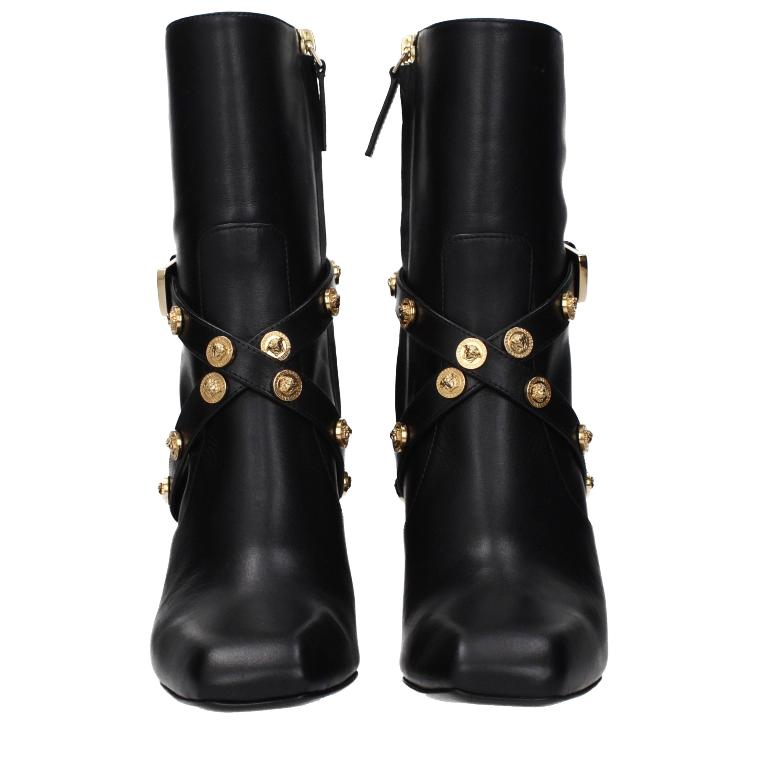 Versace Black Leather Ankle Boots - Timeless Luxury Footwear