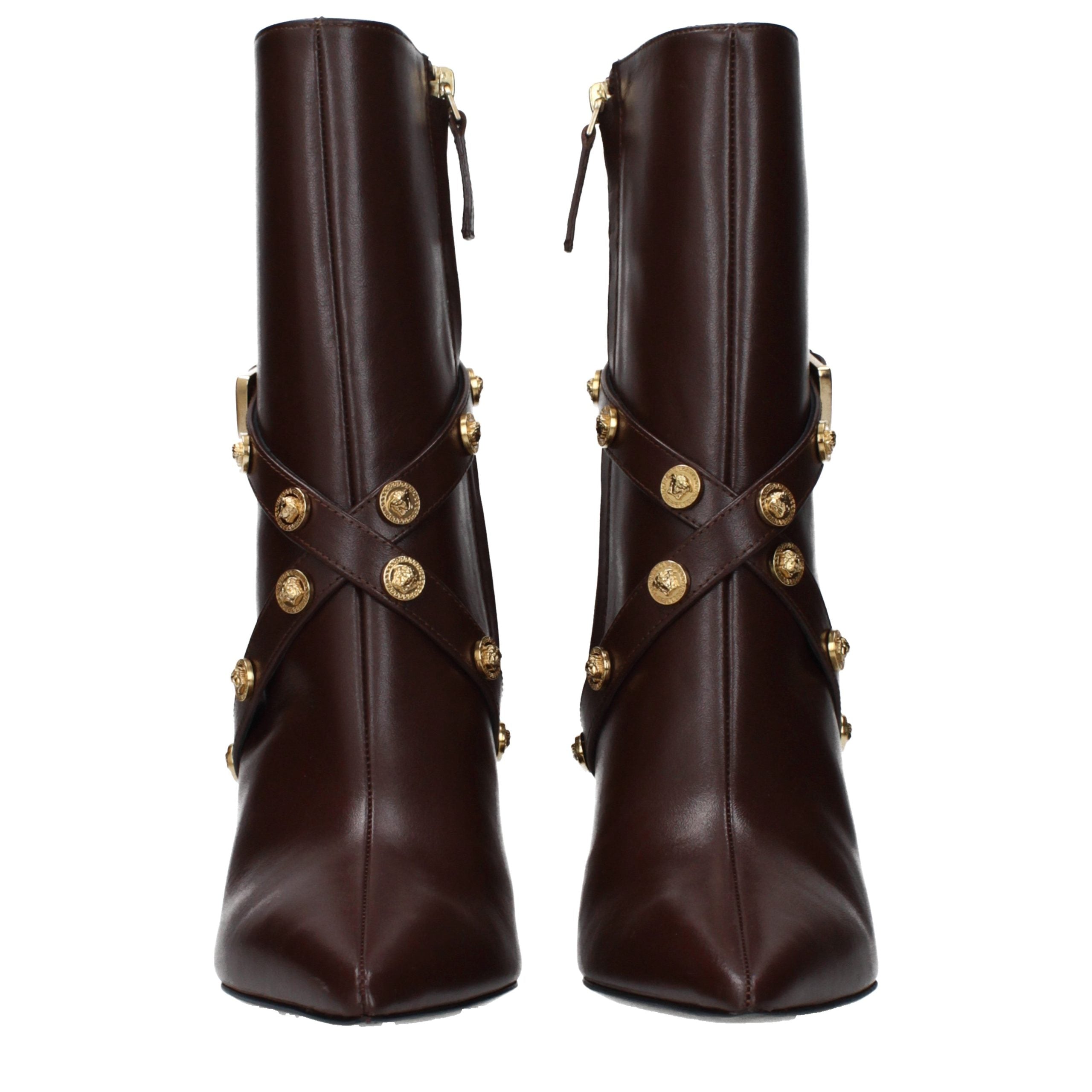 Versace Brown Leather Ankle Boots - Exquisite Luxury Footwear