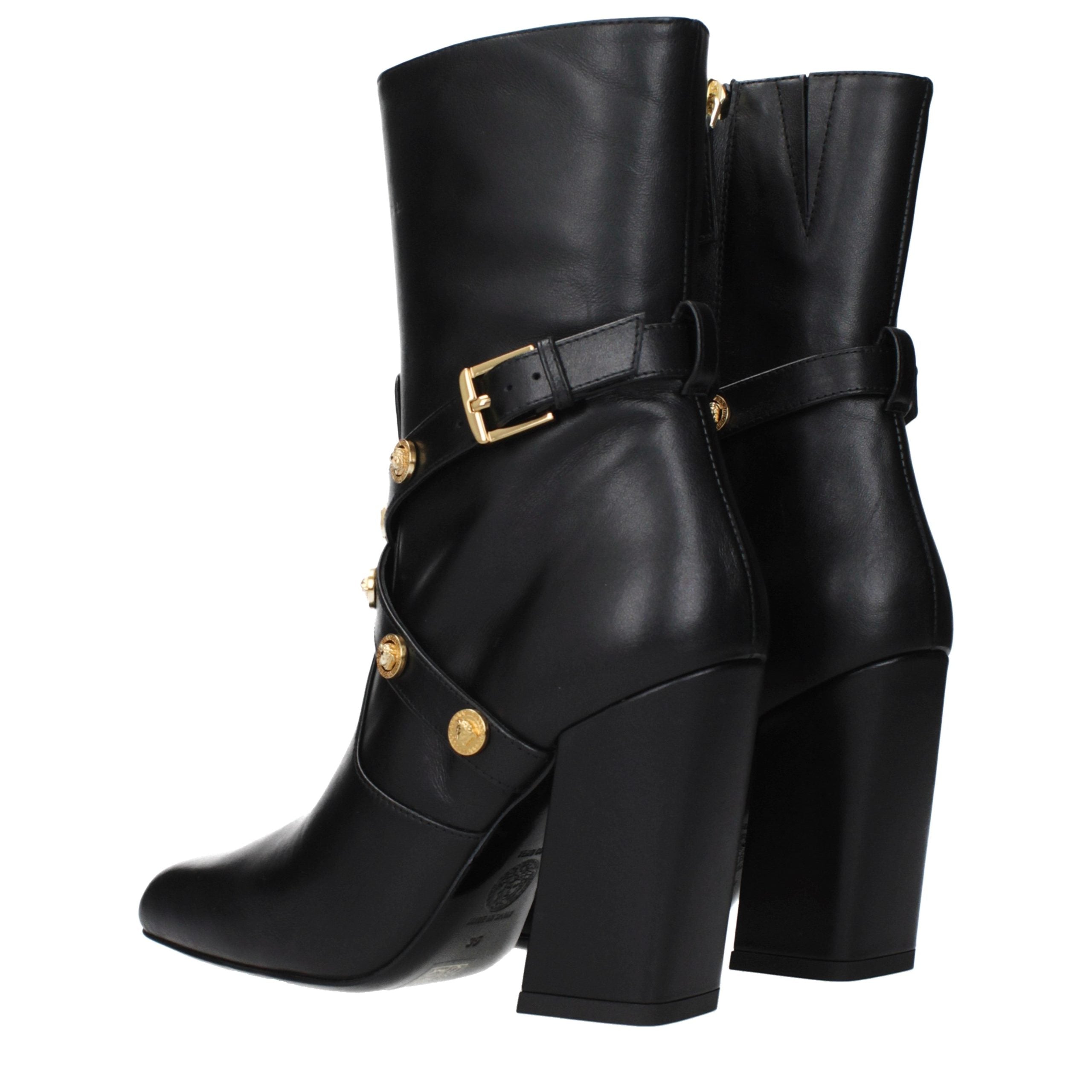 Versace Black Leather Ankle Boots - Timeless Luxury Footwear
