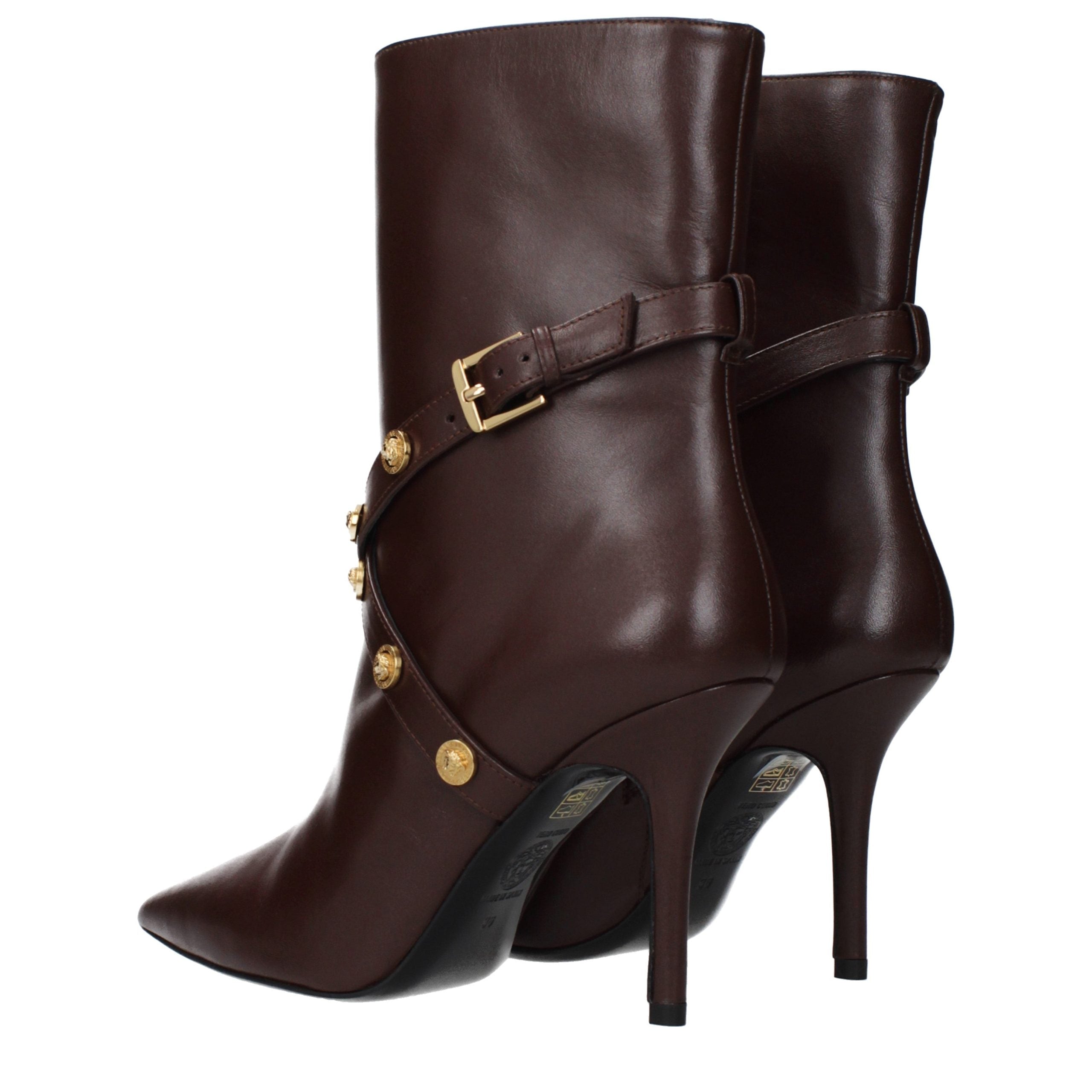 Versace Brown Leather Ankle Boots - Exquisite Luxury Footwear