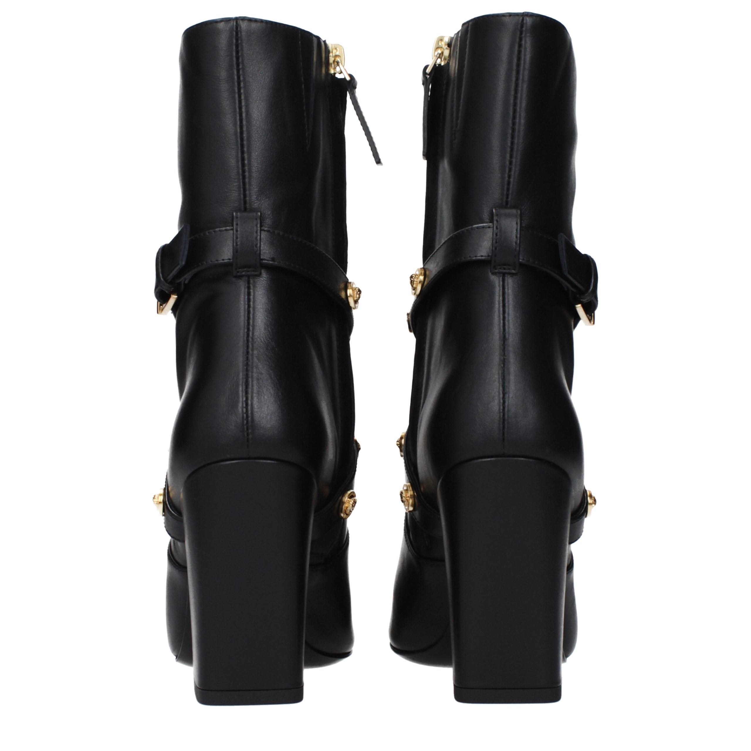 Versace Black Leather Ankle Boots - Elevate Your Elegance