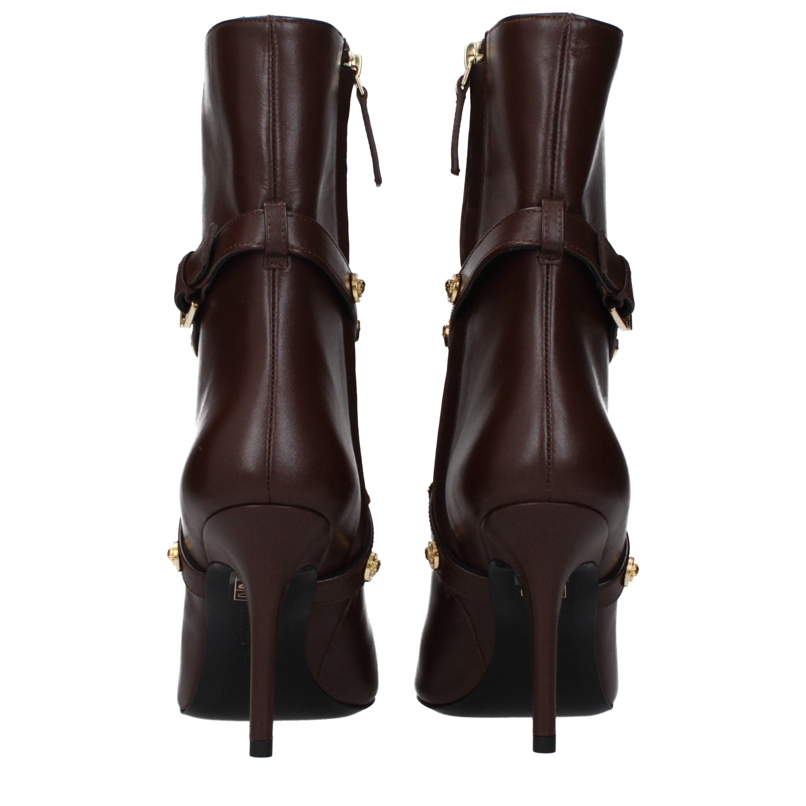 Versace Brown Leather Ankle Boots - Exquisite Luxury Footwear