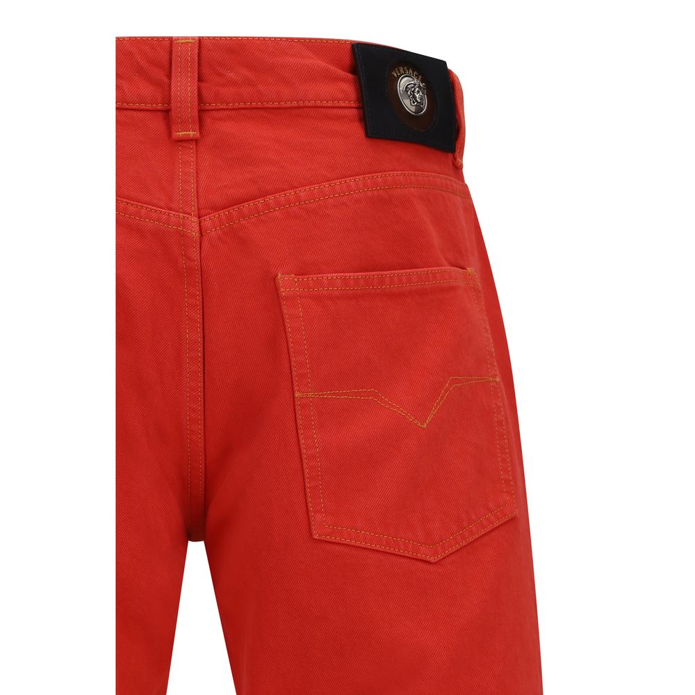 Versace Multicolor Cotton Straight-Leg Jeans - Timeless Luxury