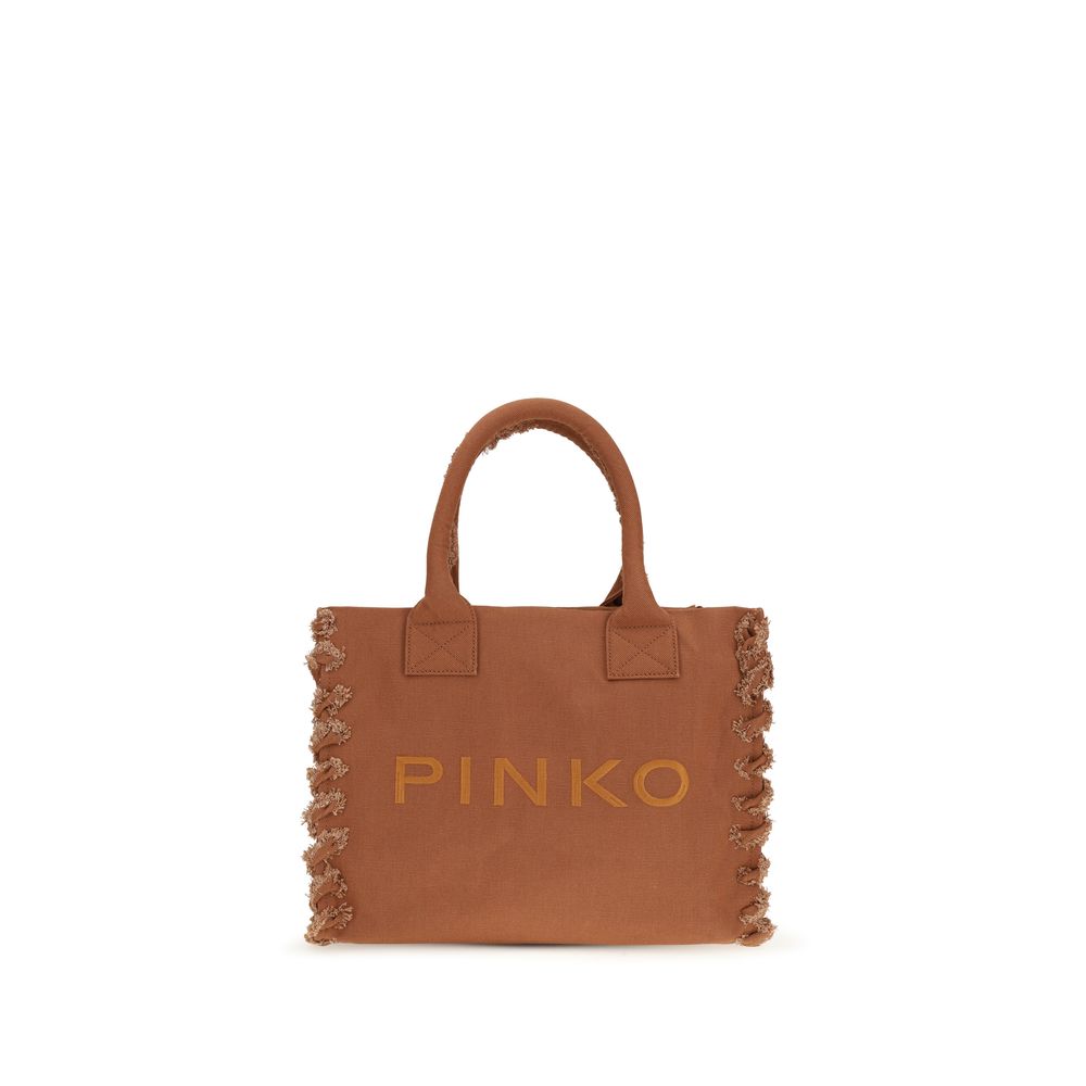 PINKO Brown Cotton Shoulder Bag - Effortless Luxury Redefined