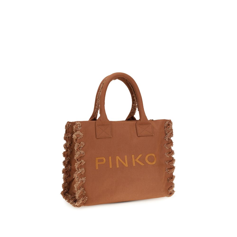 PINKO Brown Cotton Shoulder Bag - Effortless Luxury Redefined