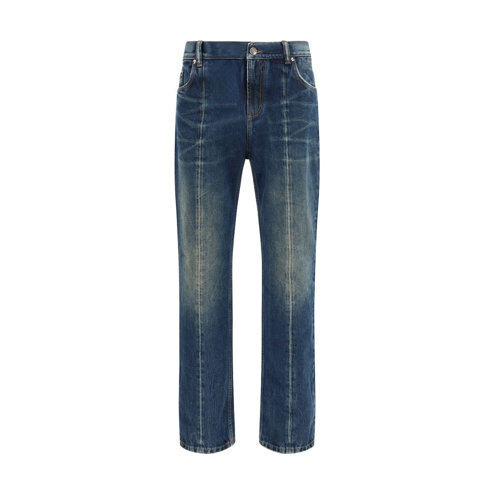 Versace Blue Cotton Straight-Leg Jeans - Timeless Luxury Fashion