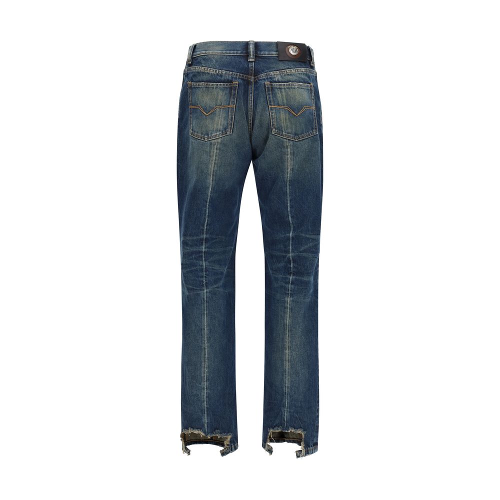 Versace Blue Cotton Straight-Leg Jeans - Timeless Luxury Fashion